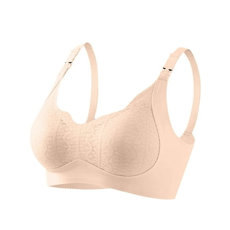 Bcresic Saving Women s Nursing Bras for Breastfeeding Seamless Maternity Bra for Mother Pregnancy Wireless Bralette with Removable Straps No Underwire Underwear Deals Beige Small