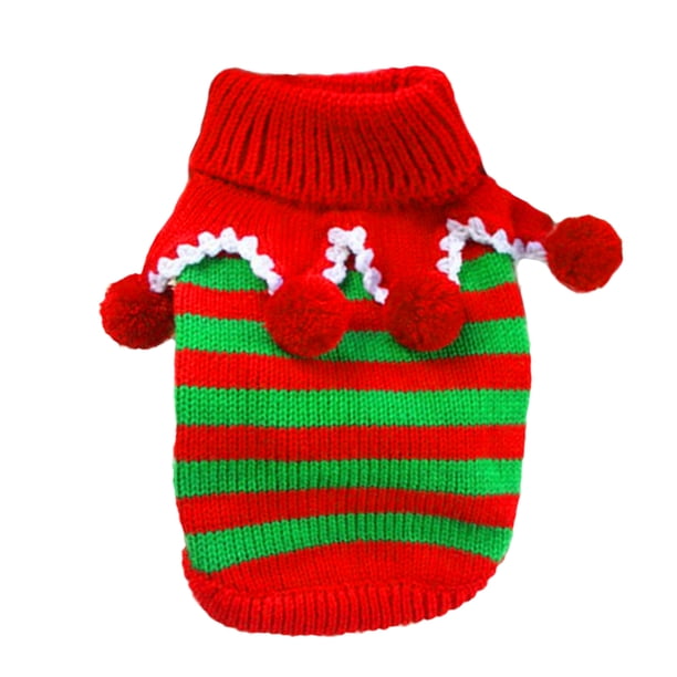 Suéter navideño a rayas para perro, elegante y grueso, para perro pequeño, talla S (rojo y verde)
