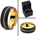 thumbnail image 4 of P. Manoukian Tungsten Wedding Band Ring 8mm for Men Women Black & 18K Yellow Gold Plated Center Line Dome Brushed Polished Lifetime Guarantee Size 11, 4 of 4