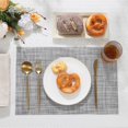 thumbnail image 2 of Woven Vinyl PVC Placemats Set of 4 Wipe Clean Table Placemats Heat Resistant Wipeable Non Slip Table Mats Indoor Outdoor, Gray White, 2 of 6