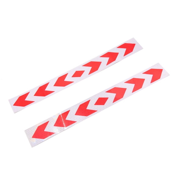 2Pcs Rojo Blanco Flechas Patrón Vehículo Coche Reflectante Etiqueta de Advertencia Seguridad Adhesivos de Cinta