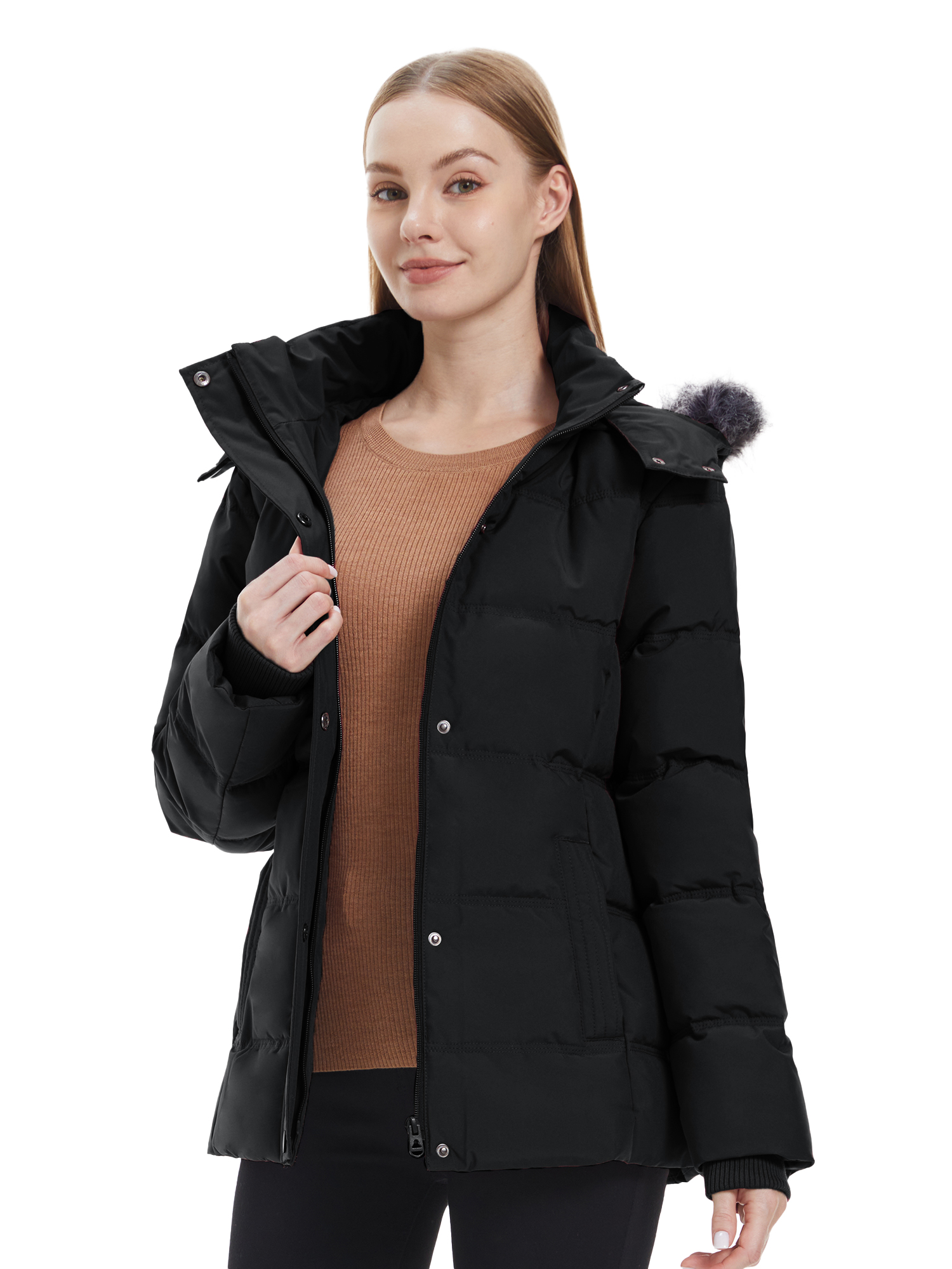 Wantdo Women's Plus Size Winter Puffer Jacket Black photo 7