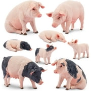 Toymany 8PCS Pig Figures Forest Animals Toy Figurines - Plastic Jungle Zoo Animal Figurines for Kids Boys Girls Age 3-5 6-12