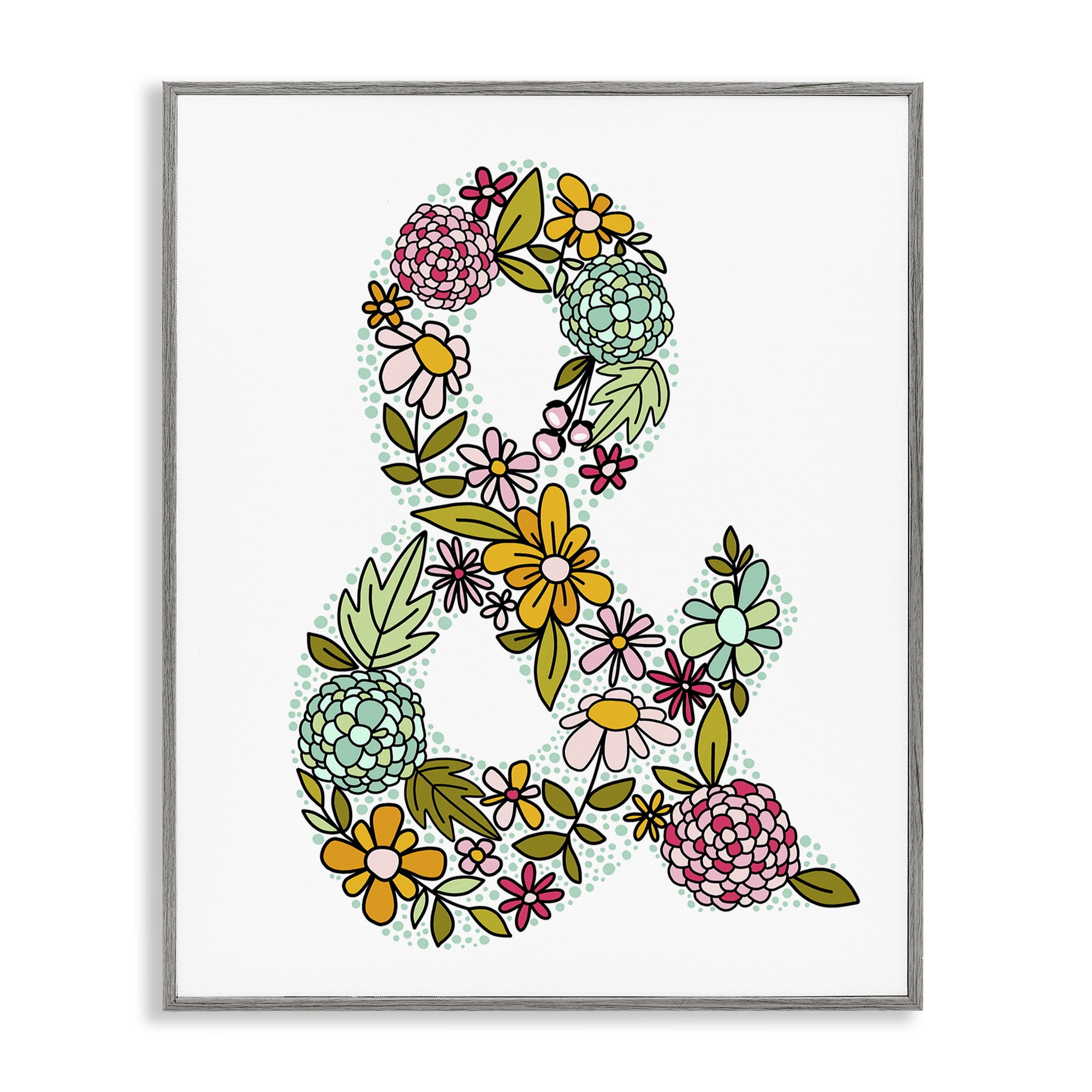 Stupell Industries Hydrangea Florals Ampersand Typography and Symbols Painting Gray Framed Art Print Wall Art 11 x 14