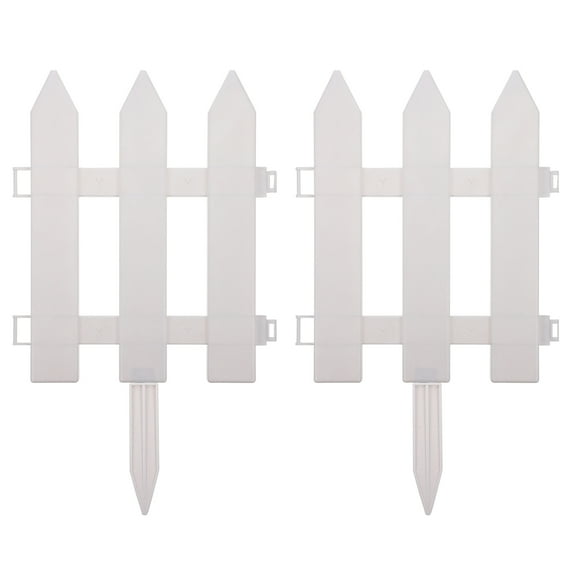 Gymnture White Picket Fence for Garden Decoration - 2 Sets