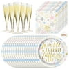 Twinkle Twinkle Little Star Theme Baby Shower Party Supplies Set for 32 Includes: Paper Plates, Luncheon Napkins, Champagne Flutes, Perfect for Baby Shower, Gender Reveal, Children’s Birthdays