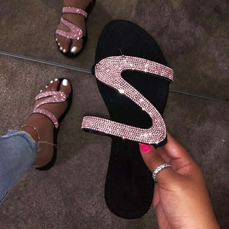 

absuyy Womens Slide Sandals- Solid Open Toe Roman Plus Casual New Style Retro Summer Flat Slide Sandals #428 Pink-11.5