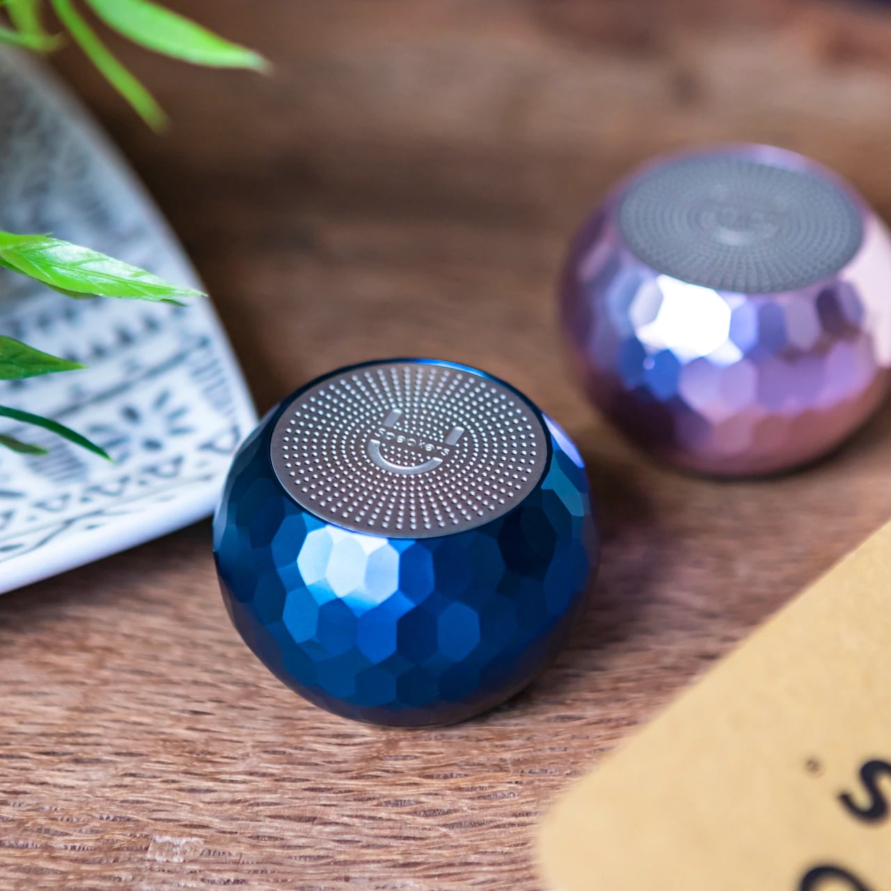 Fashionit U Speakers Mini Bluetooth Computer Speaker 2-Pack Bundle with Matching Speaker, Built-In Mic & Selfie Remote Control, for Workspace, Desktop, Laptop, Mobile, Tablet, PC - Glam Midnight Blue
