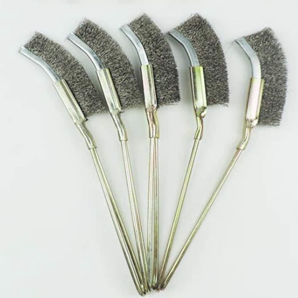 Wire Brushes Stainless Steel Wire Brushes Set Straight Curved Handle Cleaning Accessories for Welding Rust Cleaning