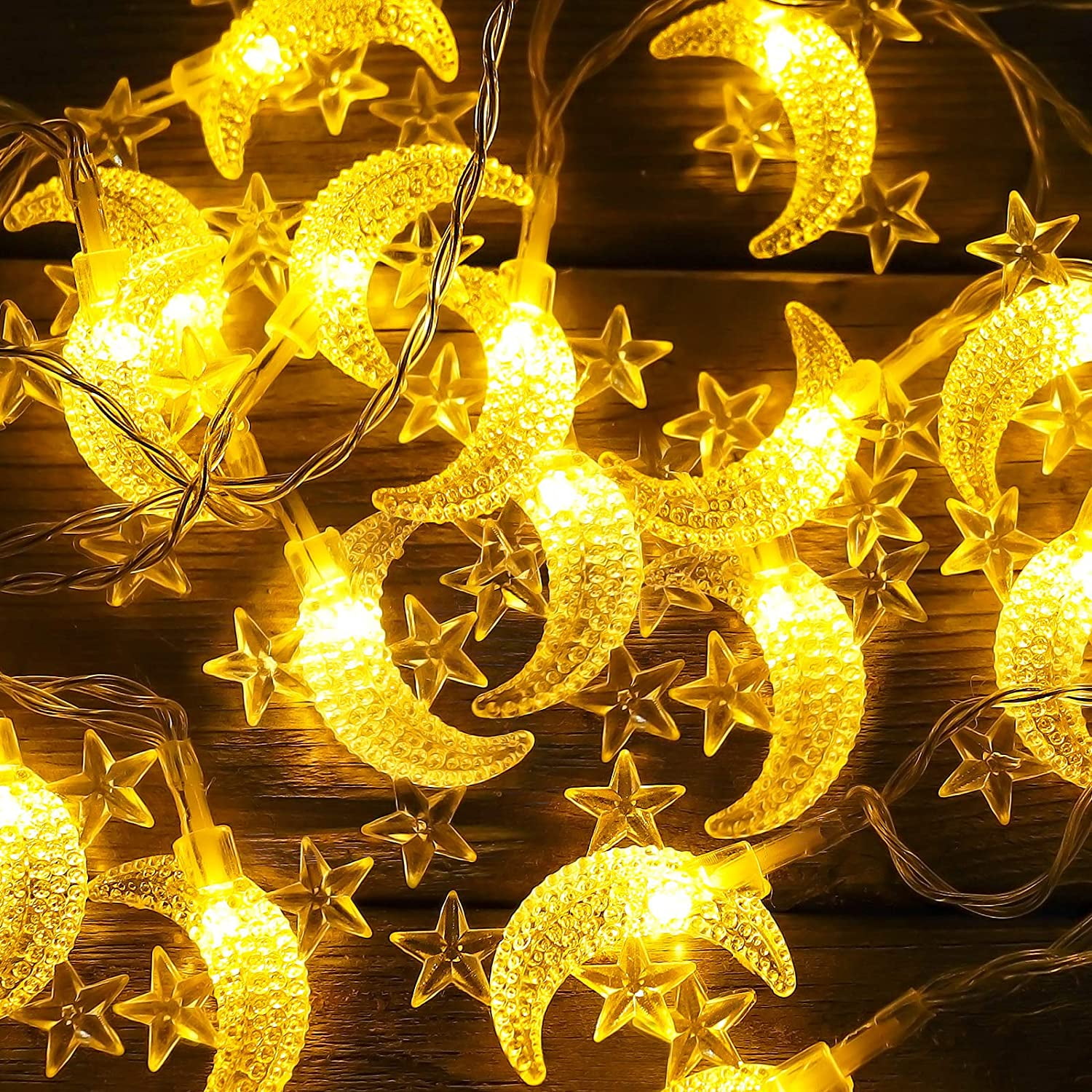 Star Moon String Lights for Indoor, Battery Operated Fairy Lights for Home,  Christmas Tree, Ramadan Mubarak, Curtain, Party Indoor Outdoor Decor 