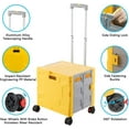 thumbnail image 3 of Folding Utility Cart Portable Rolling Crate Hand Truck Teacher Cart Heavy Duty Plastic Telescoping Handle Collapsible Hidden Lid Swivel Wheels for Travel Shopping Moving Office Use-Yellow Gray, 3 of 8