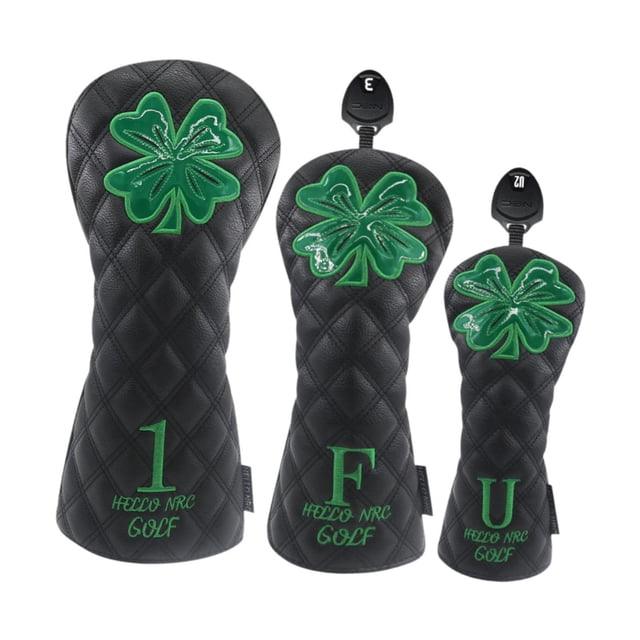 Siruishop 3 Pcs Housse de Golf Housse de Tête de Golf Protection de Queue de Golf Anti-Rayures Golf Noir