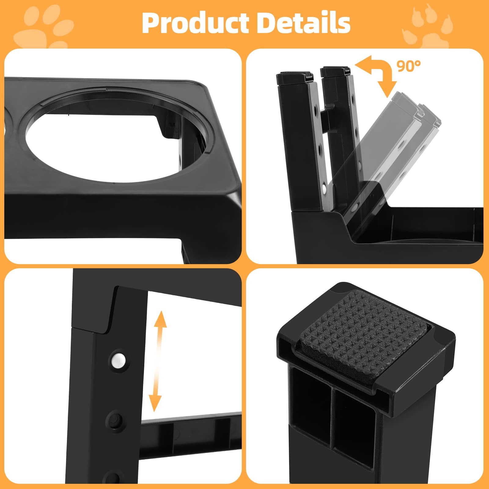 Elevated Dog Bowls Adjustable Raised Dog Bowl Stand with Double Stainless Steel Dog Food Bowls Adjusts to 4 Heights 3.1”, 8.6”, 10.2”, 11.8”, for Small Medium Large Dogs and Pets