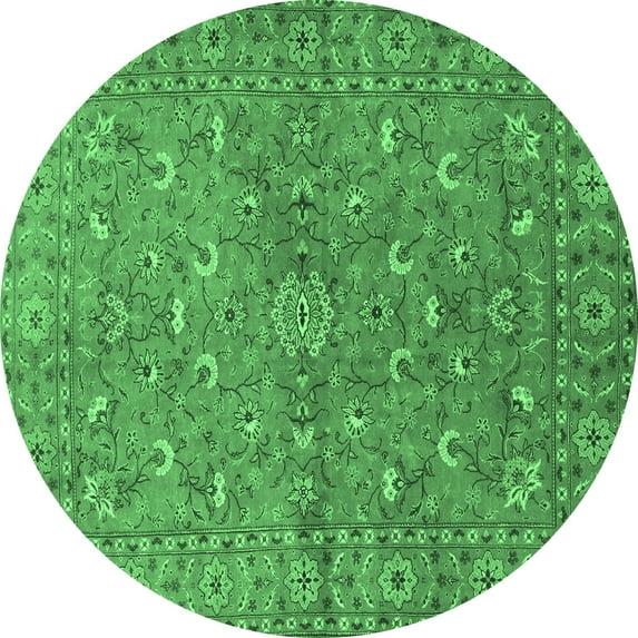 Ahgly Company Indoor Round Persian Emerald Green Traditional Area Rugs, 5' Round