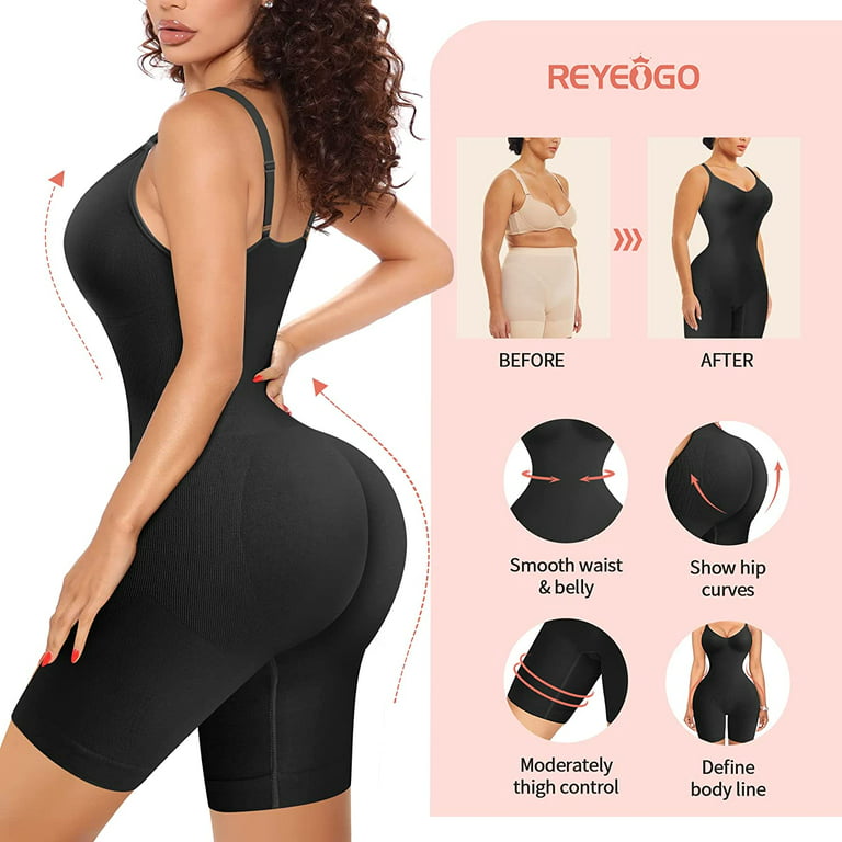 REYEOGO V Neck Bra Bodysuit Shapewear for Women Tummy Control Waist Trainer  Full Body Shaper Butt Lifter Briefs Jumpsuit Tops