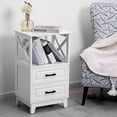 thumbnail image 2 of RoyalCraft White Nightstand Set of 2, Wood X-Design Tall Nightstand with 2 Drawers, Modern Side Tables with Storage, Bedside End Tables for Bedroom, Living Room, 2 of 8