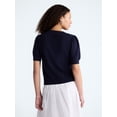 thumbnail image 4 of Free Assembly Women's and Women's Plus Beaded Cardigan Sweater with Short Puff Sleeves, Lightweight, Sizes XS-4X, 4 of 6