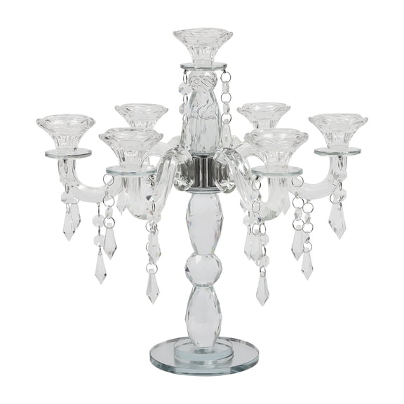 ChicHomey Modern Clear Glass and Crystal Candlestick Holder, Elegant Flower Branch Design, Freestanding and Stable, Perfect for Home and Tabletop Decor