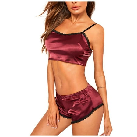 

Finelylove Pajama Sets For Women Shorts Booty Shorts For Women Mid Waist Rise Weight Lifting Solid Wine S