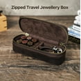 thumbnail image 6 of Portable Travel Jewelry Box Organizer – Crazy Horse Leather Zip-Around Storage Case with Velvet Lining for Rings, Cufflinks & Accessories – Vintage Brown, 6 of 17