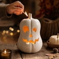 thumbnail image 6 of Halloween Decor Handmade Terracotta Pumpkin Jack O' Lantern Vintage Autumn Farmhouse Table Decorations for Home Indoor Outdoor Porch Mantel(with Light), 6 of 6