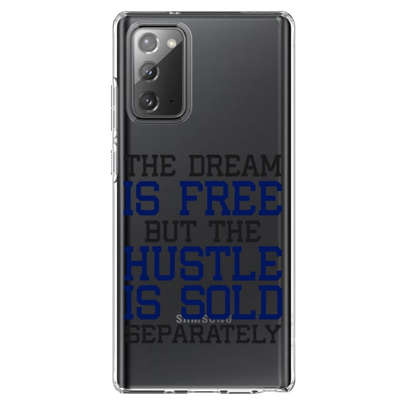 DistinctInk Clear Shockproof Hybrid Case for Samsung Galaxy Note 20 (6.7" Screen) - TPU Bumper Acrylic Back Tempered Glass Screen Protector - The Dream is Free Hustle Sold Separately