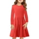 thumbnail image 3 of Odeerbi Niñas Manga Larga A-Vestido de Manga Larga Para Niñas Vestido Acampanado de Primavera Vestido Elástico de Colores Sólidos Vestido de Patinadora Twirly Vestido de Recital Escolar, 3 of 9