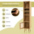 thumbnail image 5 of Topbuy Slim Tall Rattan Storage Cabinet Boho Accent Bookshelf w/ Rattan Door 12-Position Adjustable Shelf & Solid Wood Legs Natural, 5 of 8
