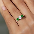 thumbnail image 4 of Gem Stone King 18K Rose Gold Plated Silver Green Created Emerald Ring Set with Moissanite (2.70 Cttw) (Size 9), 4 of 6