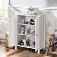 thumbnail image 3 of Bathroom Floor Cabinet, 3-Tier Storage Cabinet with Double Door & Adjustable Shelf, Wooden Bathroom Cabinet for Home Office, Modern Home Furniture, 23.62 x 11.81 x 31.50 inches, White, 3 of 8