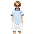 thumbnail image 6 of Toddler Tshirt Kids Summer Short Sleeve Collar Polo Shirt Comfortable Casual Top Boys' Tops Sky Blue 18-24 Months, 6 of 8