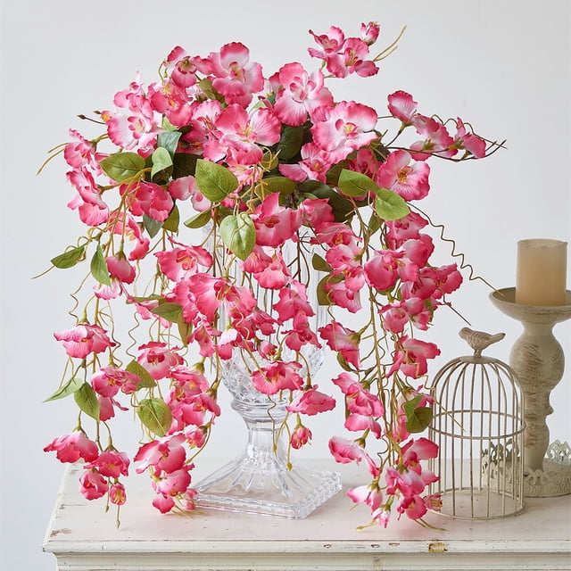 RKSTN Suspension Murale Hibiscus Bégonia Rotin Maison Rose