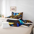 thumbnail image 4 of Gold Musical Notes Queen Bed In A Bag 7 Piece Music Theme Comforter Set With Sheets Blue Butterfly Bedding Set For Kids Girls Adults Abstract Stripes Bed Set With Comforter, 4 of 5