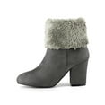 thumbnail image 6 of BLISSFUL STEP Women's Faux Fur Block Heel Round Toe Ankle Boots, 6 of 8