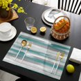 thumbnail image 3 of Blue Gray Stripes Placemats Set of 4, Watercolor Modern Abstract Minimalist Placemats for Dining Table, Place Mats for Kitchen Tabletop, Waterproof Wipeable Dining Table Mats Set, 3 of 9