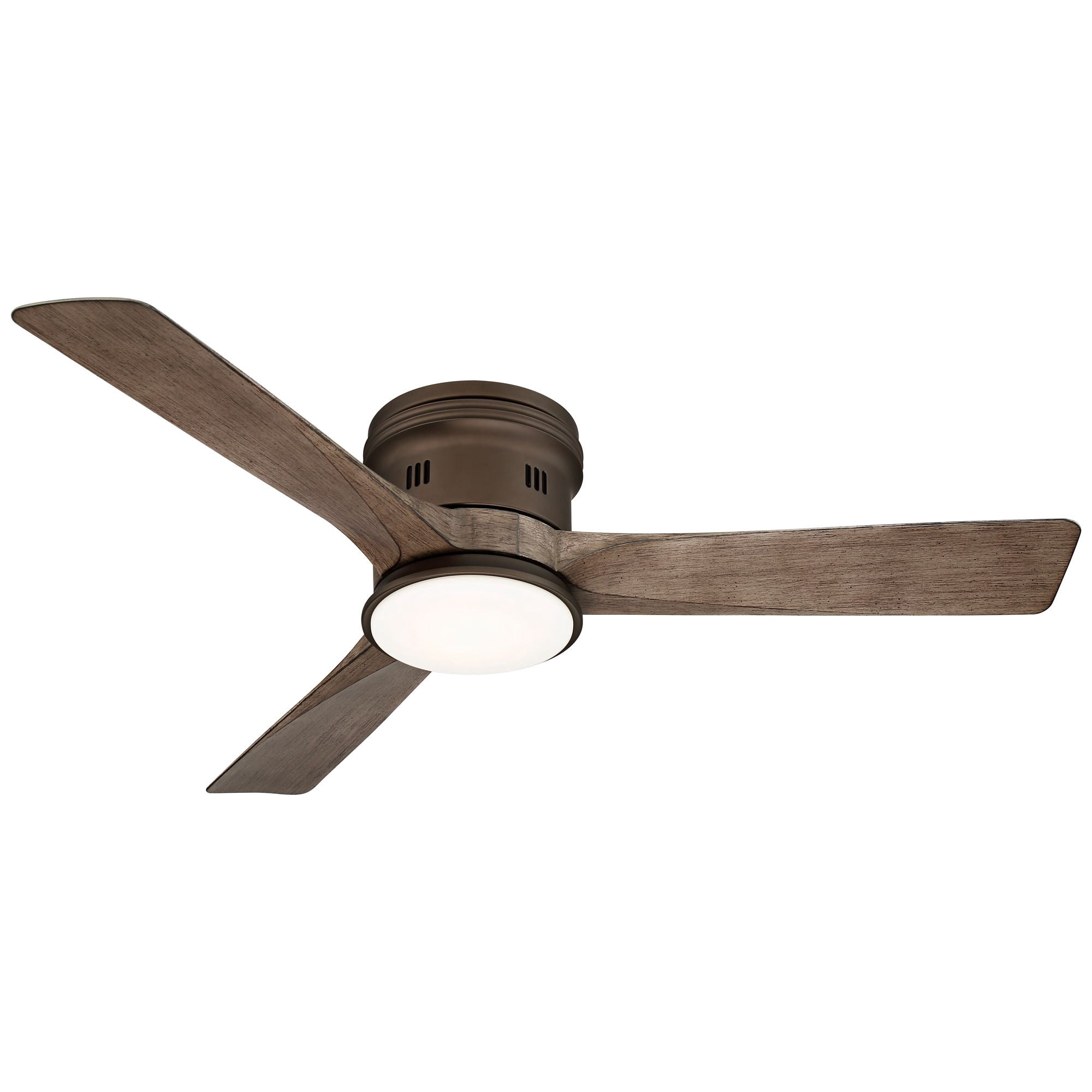 54" Casa Vieja Modern Hugger Low Profile Indoor Outdoor Ceiling Fan with Light LED Remote Bronze Wood Opal Glass Damp Rated Patio