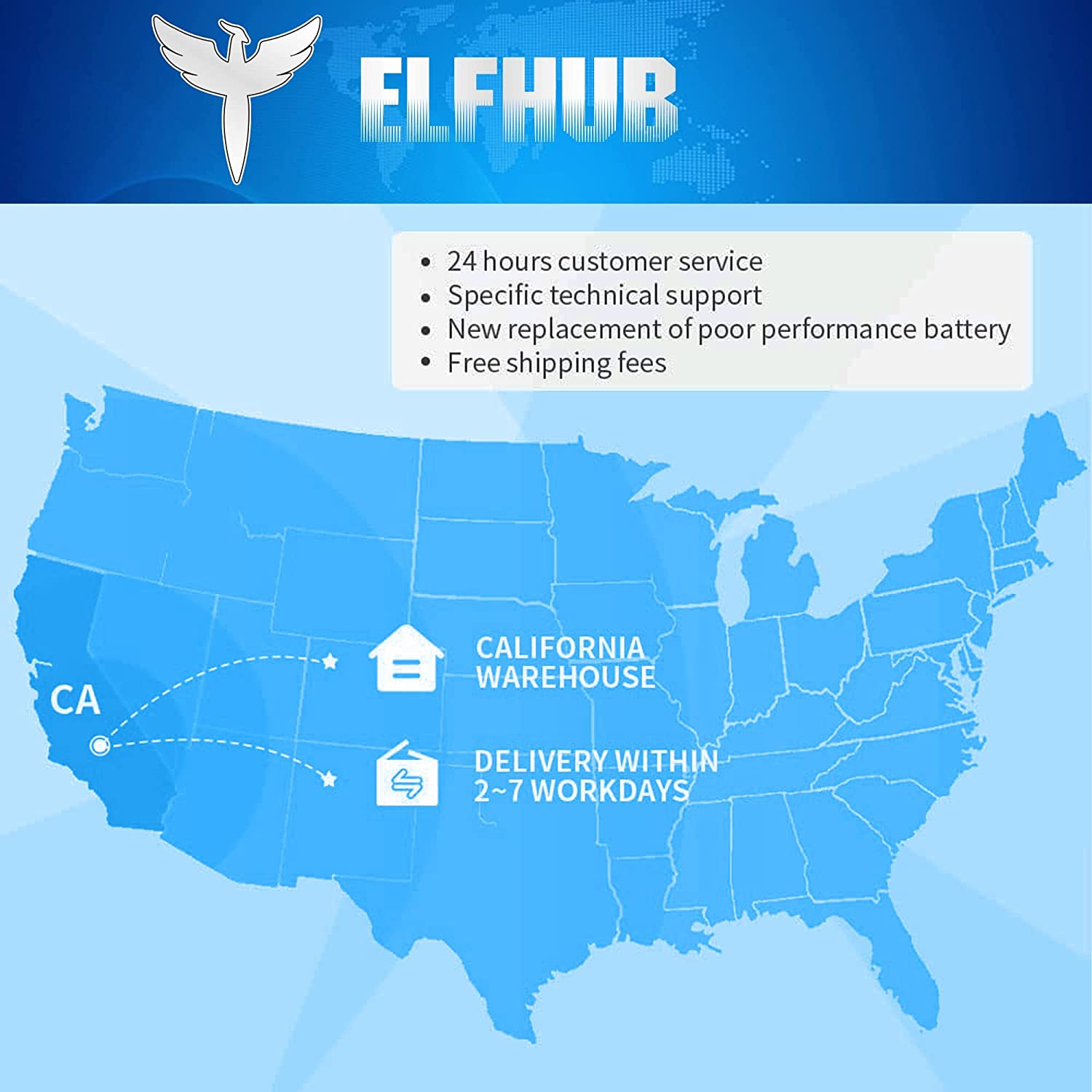 Elfhub 12V 100Ah LiFePO4 Battery with 100A BMS 5000+ Cycles for Camper RV,Support 4S/8P