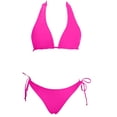 thumbnail image 4 of GZWYHT Bathing Suit for Women Tankini Swimsuits for Women Women's Two Piece Bikini Swimsuit Ribbed Top Bathing Suits String Bikini Sets Womens Swimsuits Bikini Sets for Women Hot Pink L, 4 of 4