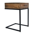 thumbnail image 5 of Mango Wood Side Table with Drawer and Cantilever Iron Base Brown and Black - Saltoro Sherpi, 5 of 7