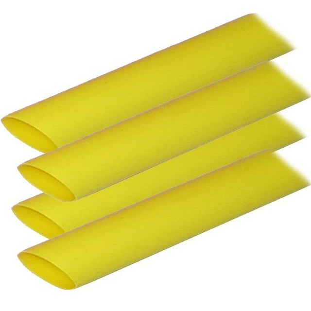 Tube Thermorétractable Doublé d'Adhésif de 0,75 x 12 Po&44; Jaune - Pack de 4