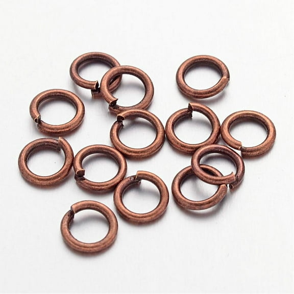 10gs 90pcs Red Copper color Brass Jump Rings Cadmium Free & Lead Free Open Jump Rings 18 Gauge 6x1mm Inner Diameter: 4mm about 90pcs/10g
