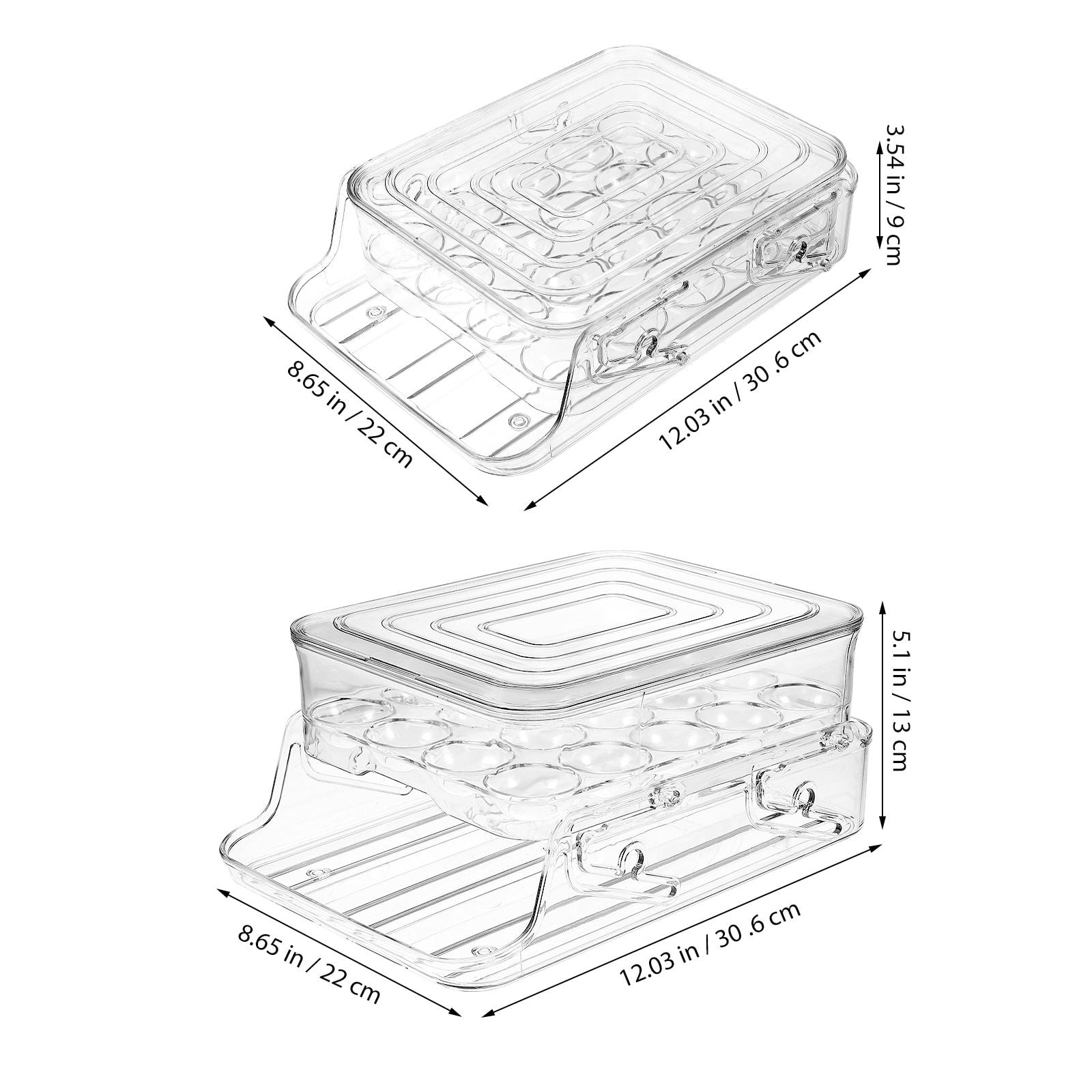 Raindrops Transparent PET Egg Holder with Double Layer Design for Flexible Storage and Easy Observation 2Layer 7.8"x4.3"x2.8"