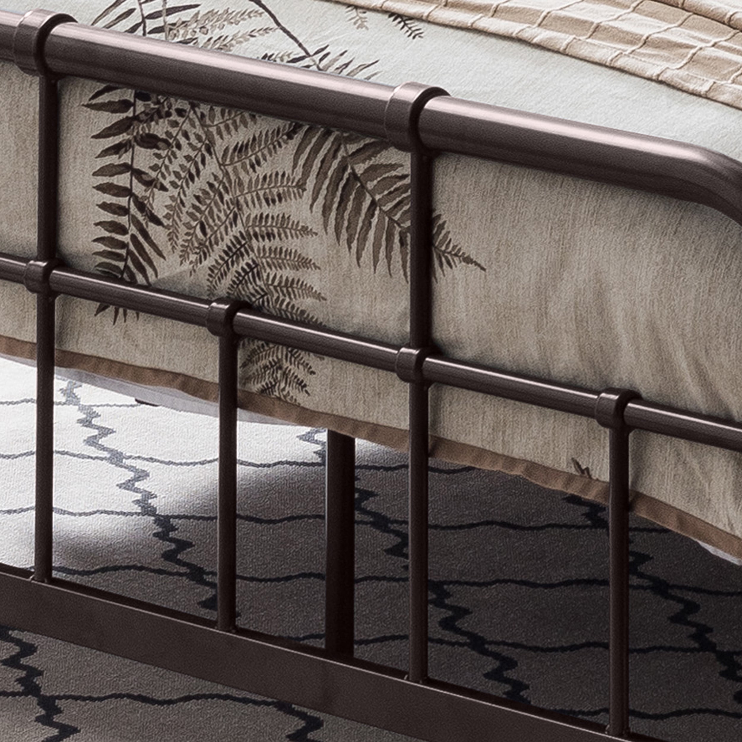 Noble House Khari Industrial Queen-Size Iron Minimal Bed Frame, Hammered Copper