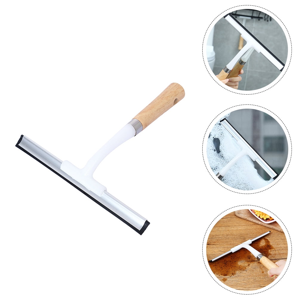 FOLOYORI Glass Squeegee Window Cleaner Assorted Color Wooden Handle Rubber Blade for Household Use