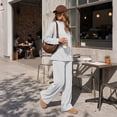 thumbnail image 6 of SUNBS Women's Long Sleeve Lounge Sets Mock Neck Two Piece Sets for Women Wide Leg Pants Outfits Tracksuit Sweatsuits Set, 6 of 9