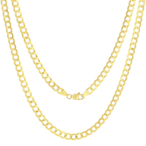 Nuragold 10k Real Yellow Gold Solid Cuban Curb Link 5mm Chain Necklace (16"-30") Italian Jewelry for Men & Women
