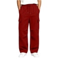 thumbnail image 2 of SGFCWSX Boys Cargo Sweatpants Relaxed Fit Drawstring Waist Multi Pockets Baggy Streetwear Joggers Casual Athletic Activewear Pants Red Size 14, 2 of 7