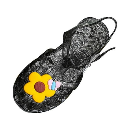 

Holiday Savings Deals! Kukoosong Toddler Sandals Shoes Baby Girls Sandals Cute Fruit Jelly Colors Hollow out Non-Slip Soft Sole Beach Roman Sandals Black 8-9 Years