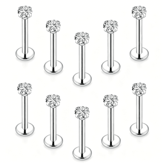 DESIGNICE 16G Internal Thread Flat Back Earrings Nose Studs 316L Surgical Steel Medusa Labret Monroe Lip Ring Tragus Forward Helix Conch Cartilage Lobe Earrings Stud Piercing Jewelry For Women Men