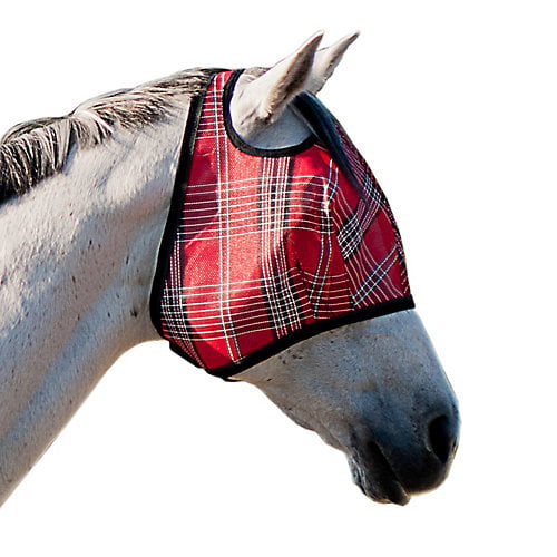 Large, Bay Kensington Natural Fly Mask with Web Trim — Protects Horses Face Eyes from Biting Insects and UV Rays While Allowing Full Visibility — Ears and Forelock Able to Come Through The Mask 